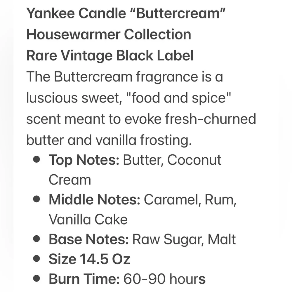 Yankee Candle Jar Buttercream Rare Vintage Black Band Cream Off White 14.5 Oz